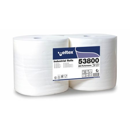 Celtex 53.800 Ipari törlőpapír, 100% cell, 2 rtg, 800 lap, fehér, lapméret 26,5×30 cm, d=30 cm